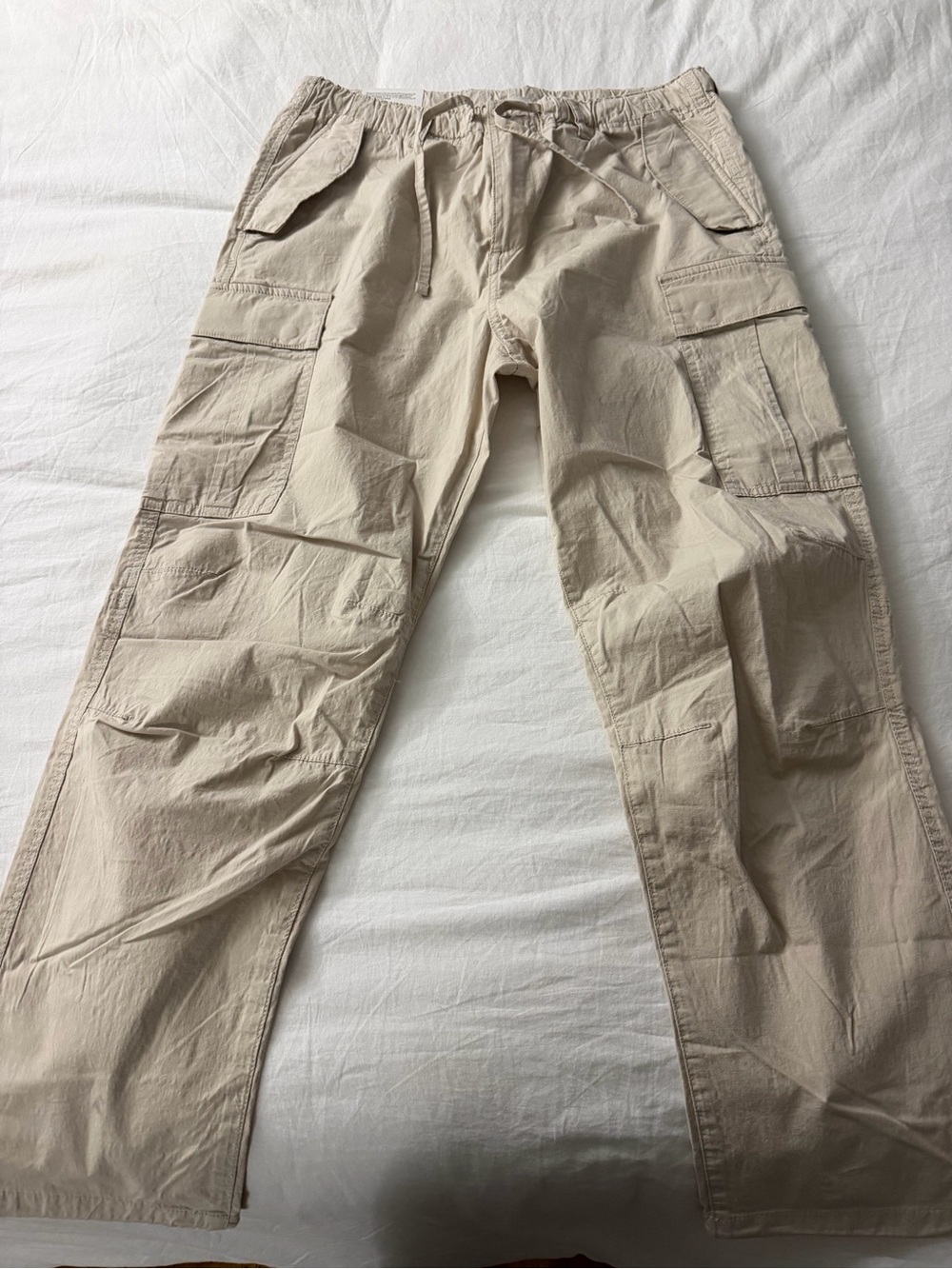 Men's Beige medium Cargo Pants with Drawstring Waist H&M